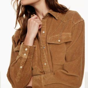 Aritzia Denim Forum Oversized The Nina Corduroy Western Shirt Gold Rush Size 3